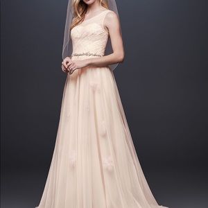 PRESSED FLOWER TULLE A-LINE WEDDING DRESS